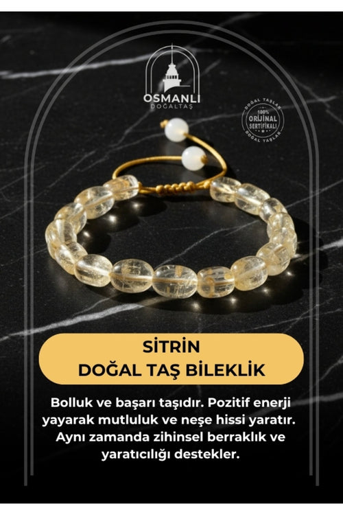 Sitrin Natürel Kesim Doğal Taş Bileklik