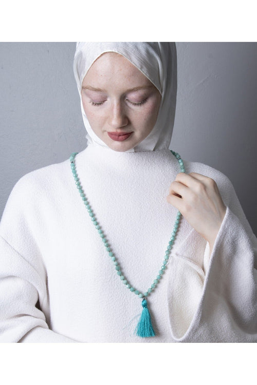 Sertifikalı Amazonit Elmas Kesim Fasetli Doğaltaş Tesbih Kolye 99’luk – 8 mm