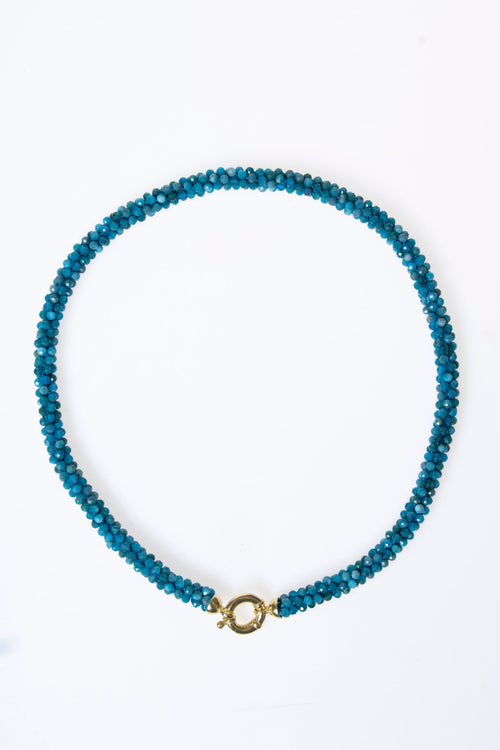 Sertifikalı El İşçiliği Örme Apatit Gümüş Kapama Doğaltaş Kolye