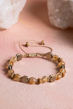 Sertifikalı Sitrin – Jasper – Hematit Doğaltaş Makrome Bileklik