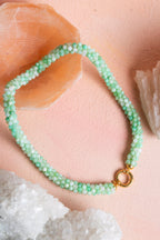 Sertifikalı El İşçiliği Örme Krizopras Gümüş Kapama Kolye (SK:119)