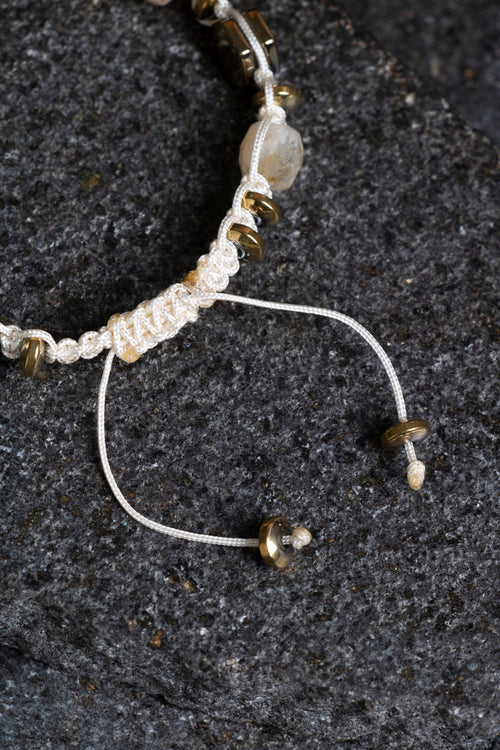 Sertifikalı Sitrin – Hematit Doğaltaş Makrome Bileklik