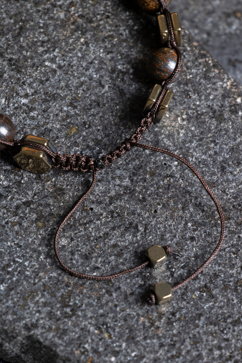 Sertifikalı Amazonit – Hematit 8 mm Doğaltaş Makrome Bileklik