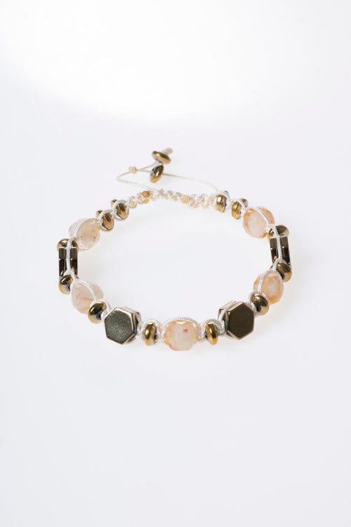 Sertifikalı Sitrin – Hematit Doğaltaş Makrome Bileklik