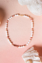 Sertifikalı İnci – Rodokrozit – Hematit Doğaltaş Kolye