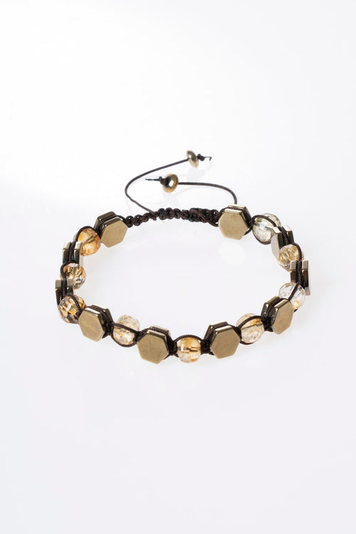 Sertifikalı Sitrin – Hematit Doğaltaş Makrome Bileklik