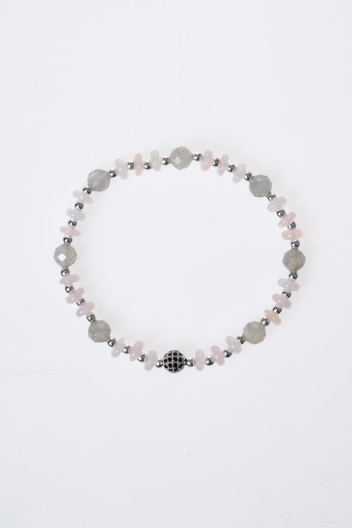 Sertifikalı Pembe Kuvars – Labradorit Zirkon Aparatlı Doğaltaş Bileklik