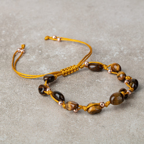 Kaplan Gözü Natürel Kesim Doğal Taş Makrome Bileklik