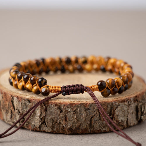 Kaplan Gözü 4mm Çift Sıra Doğal Taş Bileklik