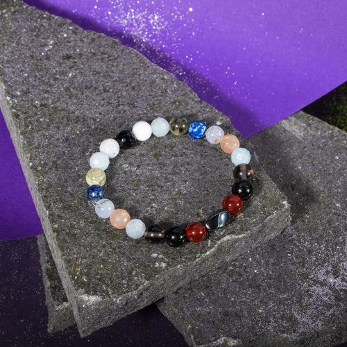 Terazi Burcu Bileklik Akuamarin, Ay Taşı, Dumanlı Kuvars, Golden Obsidyen, Güneş Taşı, Kırmızı Akik, Labradorit, Lapis Lazuli