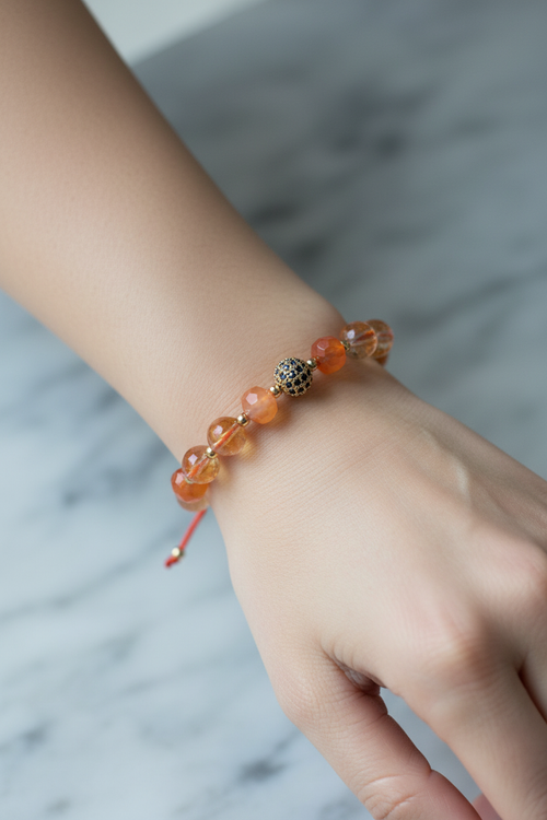 Akik ve Sitrin Doğal Taş Bileklik – Unisex Şık Tasarım