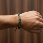 Krizokol, Kaplan Gözü, Azurit Malakit & Hematit Doğal Taş 925 Ayar Gümüş Erkek Bileklik – Özel Tasarım