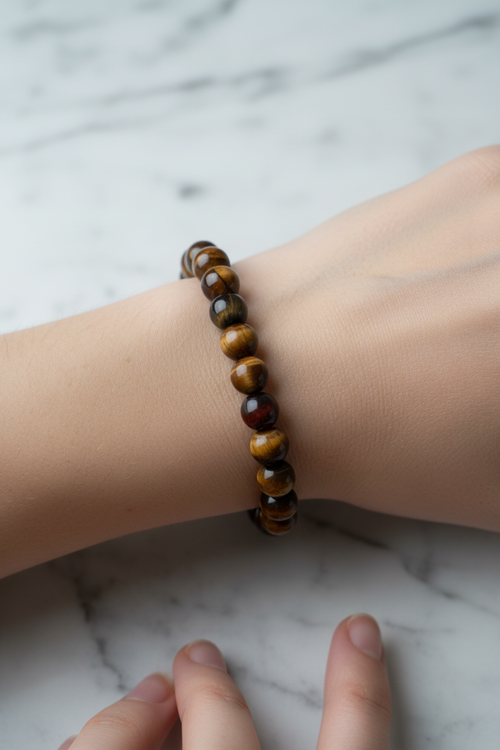 Kaplan Gözü 8mm Doğal Taş Bileklik