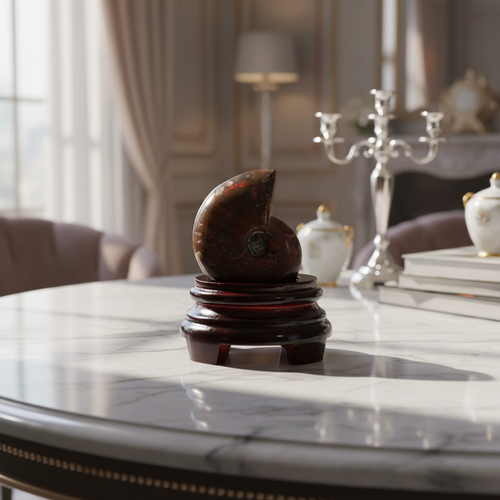 Ammonite Fosil Standlı Parça – Safnaturel (186 gr)