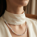 Morganit Doğal Taş Kolye – 4 mm • 45 cm (Safnaturel Özel Seri)