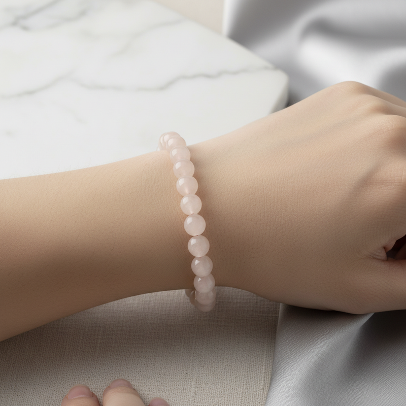 Morganit 8 mm Merdiven Kapama Doğal Taş Bileklik – El İşçiliği - Görsel 1 - Safnaturel