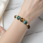 Kaplan Gözü – Sedef – Turkuaz Doğal Taş Bileklik – El İşçiliği