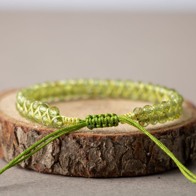 Zebercet Peridot 3-4mm Çift Sıra Doğal Taş Bileklik