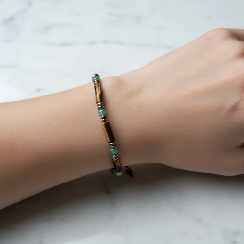 Kaplan Gözü, Zümrüt Doğal Taş Makrome Bileklik