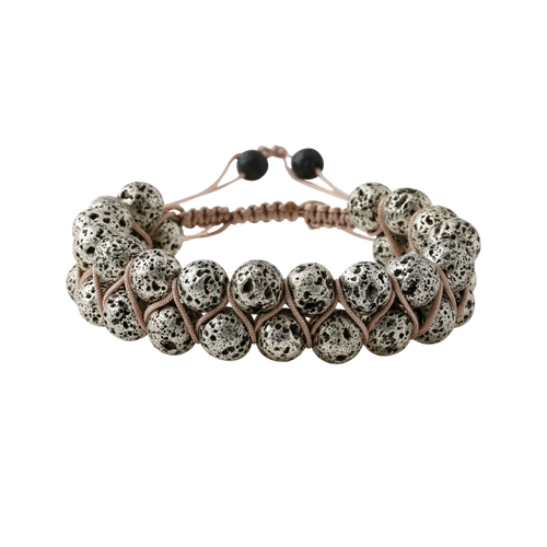 Gri Lav Taşı 8mm Çift Sıra Makrome Doğal Taş Bileklik