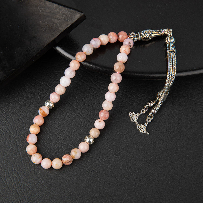 Opal Pembe Doğal Taş Tesbih 33lük - 6mm