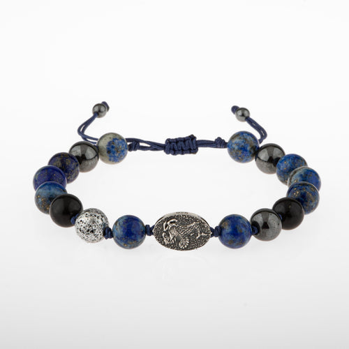 Lapis Lazuli Doğal Taş Tasarım Gümüş Bileklik- 20-21cm
