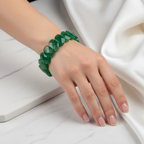 Yeşil Akik Doğal Taş Özel Kesim Geniş Kesim Bileklik – Unisex El İşçiliği