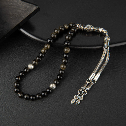 Golden Obsidyen Doğal Taş Tesbih 33lük - 6mm