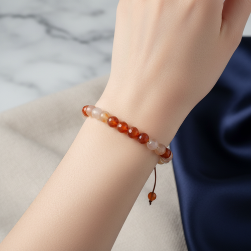 Madagaskar Akiği 6 mm Merdiven Kapama Doğal Taş Bileklik – El İşçiliği