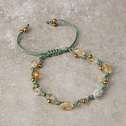 Sitrin Natürel Kesim Doğal Taş Makrome Bileklik