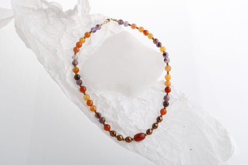 Eylül, Karnelyan Akik Ametist Doğal Taş Kolye