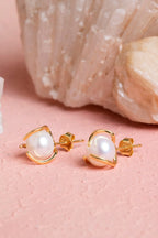 İnci Altın Kaplama Doğal Taş Küpe