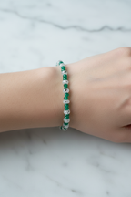 Yeşil Akik & Ay Taşı Doğal Taş Bileklik – 4 mm & Gümüş Kapama