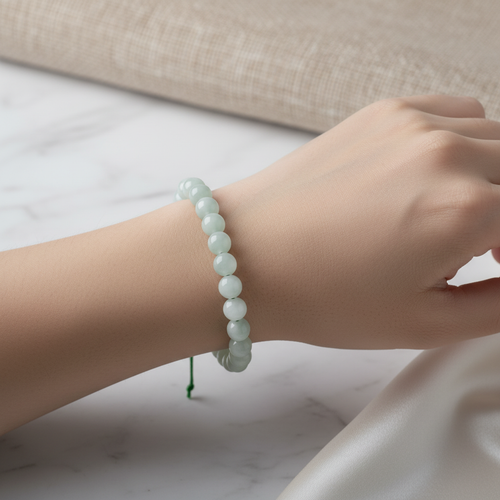 Yeşil Larimar 8 mm Merdiven Kapama Doğal Taş Bileklik – El İşçiliği - Görsel 2 - Safnaturel