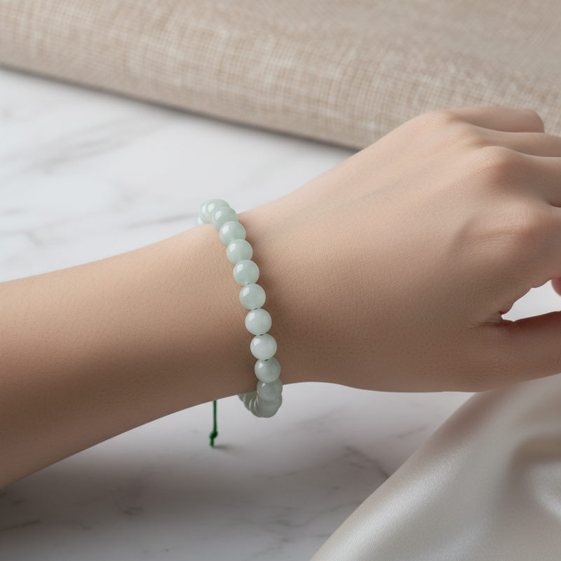 Yeşil Larimar 8 mm Merdiven Kapama Doğal Taş Bileklik – El İşçiliği - Görsel 2 - Safnaturel