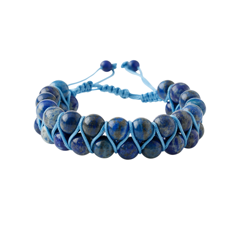 Lapis Lazuli 8mm Çift Sıra Makrome Doğal Taş Bileklik