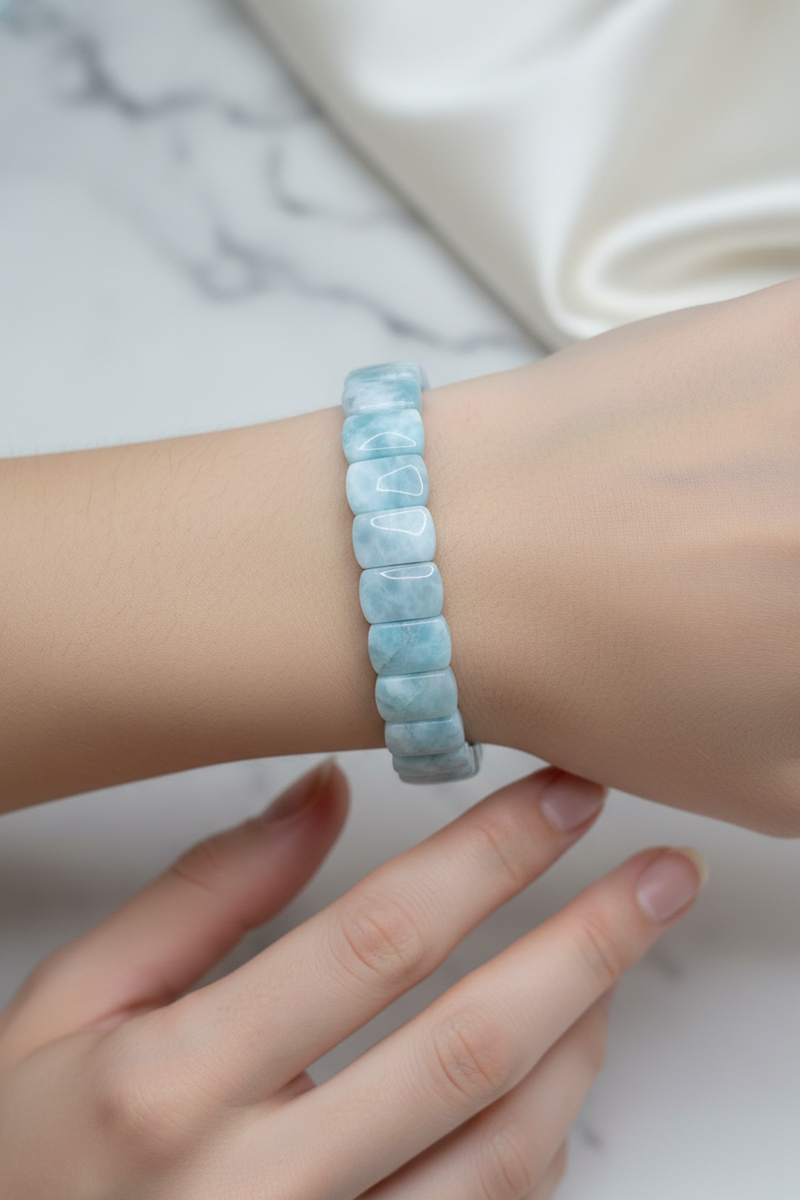 Larimar Doğal Taş Geniş Kesim Bileklik – 1. Kalite Özel Tasarım - Görsel 2 - Safnaturel