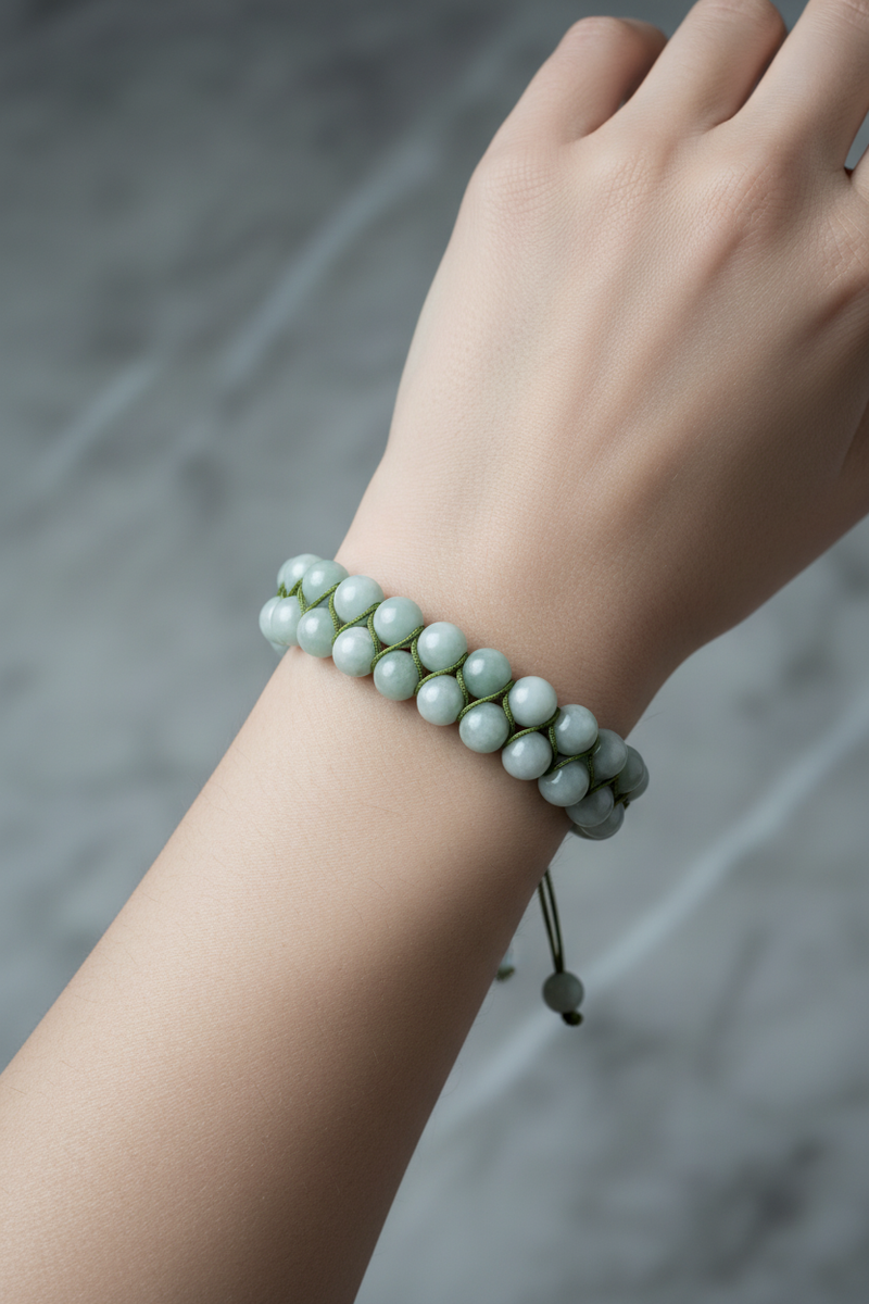 Yeşil Larimar 8mm Çift Sıra Makrome Doğal Taş Bileklik - Görsel 1 - Safnaturel