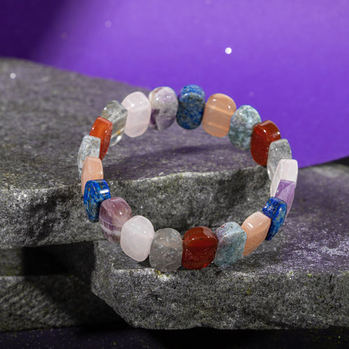 Terazi Burcu Bileklik Ametist, Dumanlı Kuvars, Güneş Taşı, Kırmızı Akik, Labradorit, Lapis Lazuli, Pembe Kuvars
