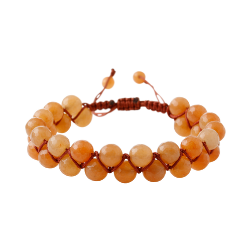 Turuncu Aventurin 8mm Çift Sıra Makrome Doğal Taş Bileklik