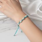 Mavi Akik Natürel Kesim Doğal Taş Makrome Bileklik – Unisex El İşçiliği