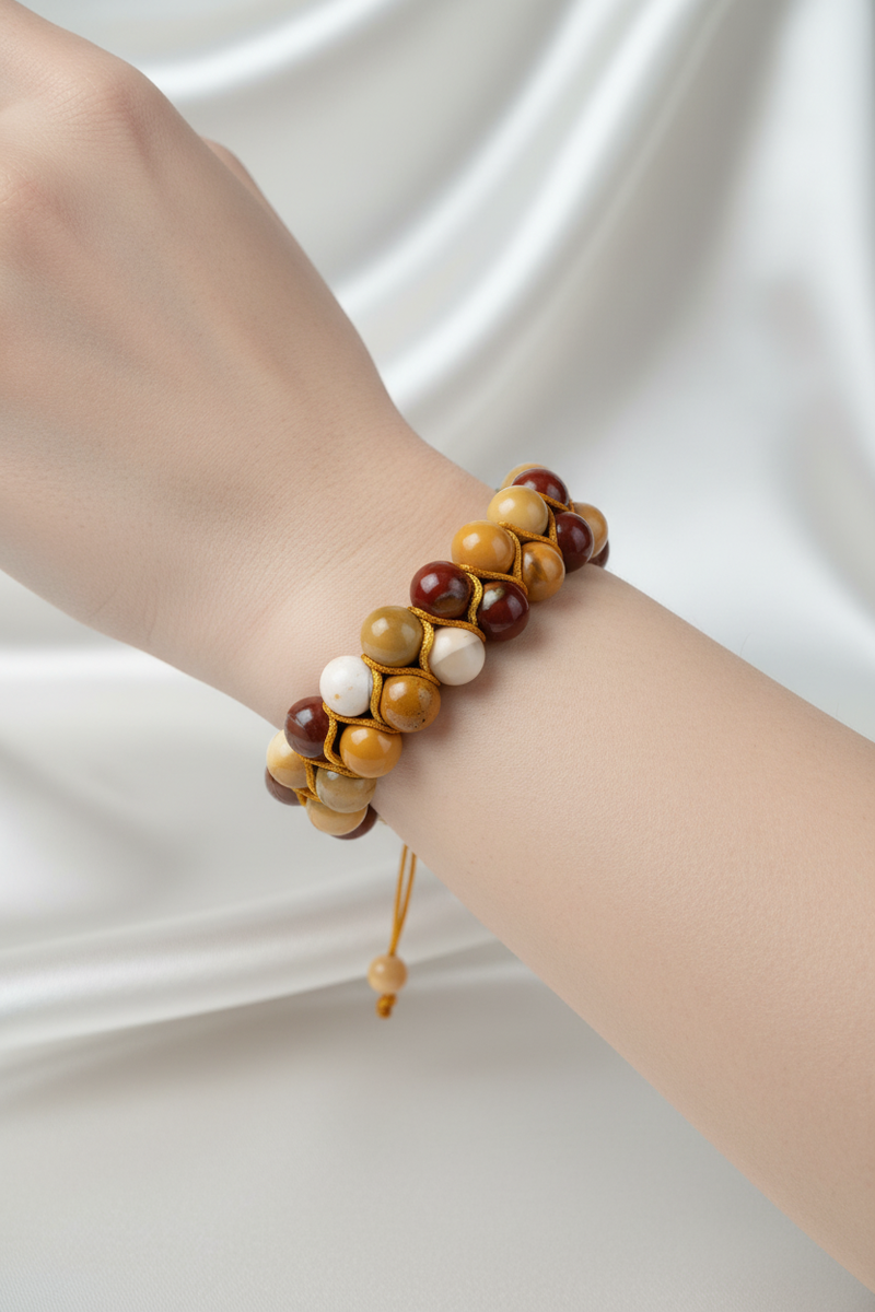 Jasper 8mm Çift Sıra Makrome Doğal Taş Bileklik - Görsel 1 - Safnaturel