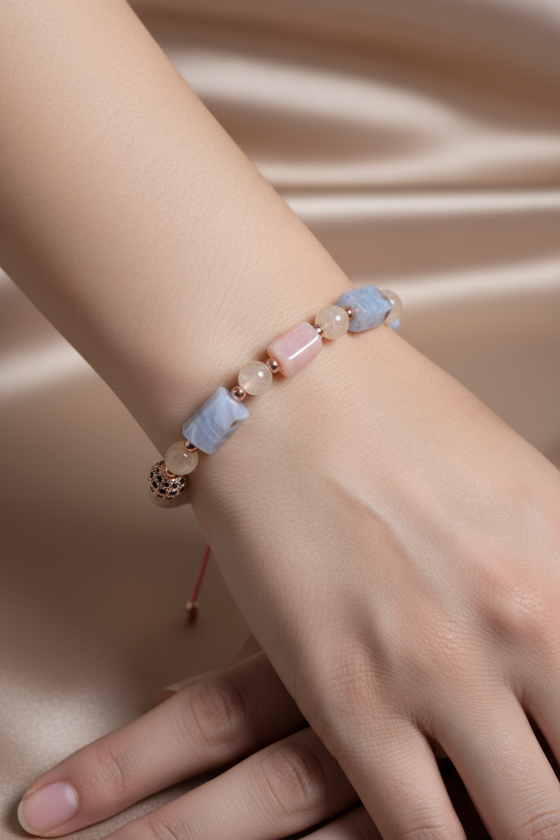 Kalsedon, Sitrin ve Opal Doğal Taş Bileklik – Unisex Şık Tasarım - Görsel 1 - Safnaturel