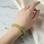 Zebercet (Peridot) 3-4 mm Çift Sıra Doğal Taş Bileklik – Unisex El İşçiliği - Görsel 1 - Safnaturel