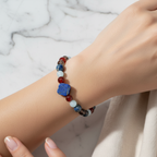 Terazi Burcu Doğal Taş Bileklik – Akuamarin, Dumanlı Kuvars, Akik & Lapis Lazuli