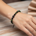 Yeşim, Obsidyen, Hematit Zirkon Aparat Doğal Taş Makrome Bileklik