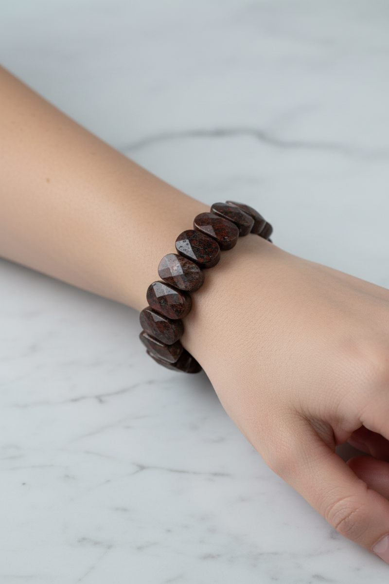 Dragon Jasper Doğal Taş Geniş Kesim Bileklik - Görsel 2 - Safnaturel