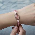 Çilek Kuvars – Pembe Kuvars Doğal Taş Makrome Bileklik – Özel Tasarım - Görsel 1 - Safnaturel