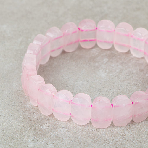 Pembe Kuvars (Gül Kuvars) Doğal Taş Geniş Kesim Bileklik