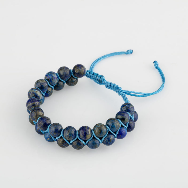 Lapis Lazuli 8mm Çift Sıra Makrome Doğal Taş Bileklik